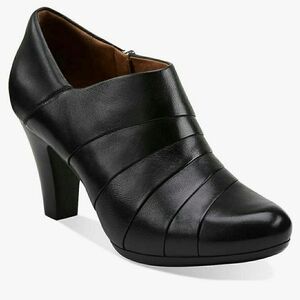 Clarks Black Leather Heeled Shoes